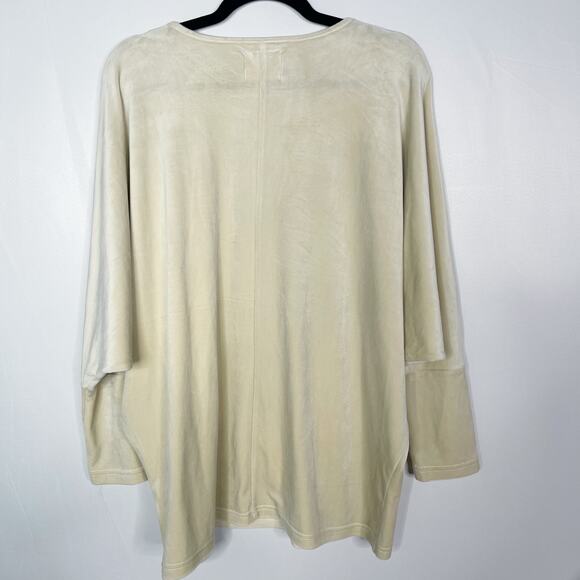 HomeLove S/M Cream Loungewear Velvet Sweatshirt Round Neck Drop Shoulder Casual - Picture 2 of 8